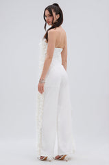 MONICA RUFFLED JUMPSUIT IN WHITE