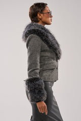 I SEE LONDON FUR TRIM BLAZER