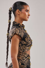 KAYLA BROCADE SLEEVELESS BLOUSE