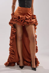 LOOK AT ME GO SATIN HIGH LOW SKIRT