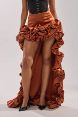 LOOK AT ME GO SATIN HIGH LOW SKIRT