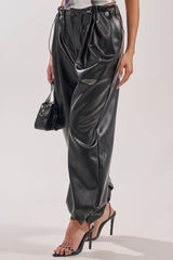 ON TOP OF IT FAUX LEATHER TROUSER