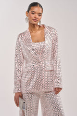 LILA EMBELLISHED SATIN BLAZER IN LIGHT PINK