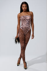 LENNON SATIN MESH PRINTED JUMPSUIT