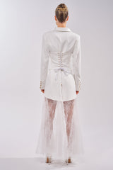 OK BOSS LADY BLAZER MAXI DRESS IN WHITE
