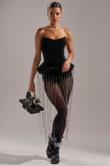 PARTY 4 U VELVET FRINGE ROMPER