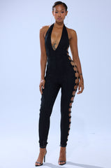 NOT FOR EVERYONE CUTOUT LACE JUMPSUIT