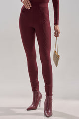 TWINKLING LIGHTS RHINESTONE MESH LEGGINGS IN BURGUNDY