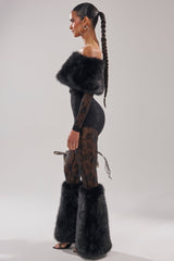 DELARA FUR TRIM LACE JUMPSUIT