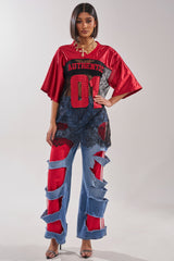 LEXIE LOW RISE DENIM TRACK PANT