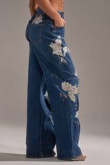 LETS GO BABY DISTRESSED DENIM