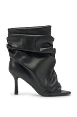 AZALEA WANG APEX BLACK SLOUCHY OPEN TOE BOOTIE
