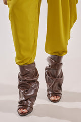 AZALEA WANG APEX BROWN SLOUCHY OPEN TOE BOOTIE