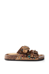 AKIRA BAYLEAVES BRONZE SLIP ON FLAT SANDAL