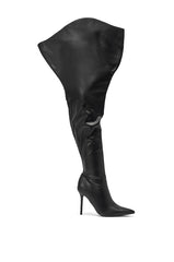 AKIRA GOLD CHROMEA BLACK THIGH HIGH STILETTO BOOT