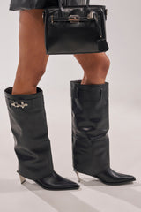 AZALEA WANG CHRONO BLACK METAL HEEL BOOT