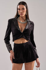 SWEET ON YOU CROPPED VELVET BLAZER