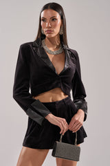 SWEET ON YOU CROPPED VELVET BLAZER