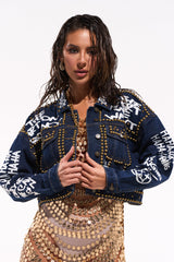 RHYTHM OF THE NIGHT DENIM JACKET IN DARK BLUE