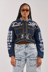 RHYTHM OF THE NIGHT DENIM JACKET IN DARK BLUE