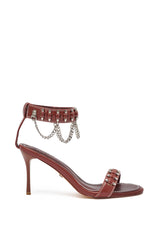 AKIRA GOLD DELCROIX BROWN STILETTO SANDAL