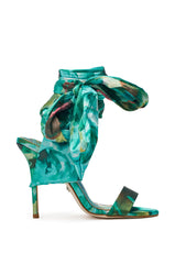 AZALEA WANG ELZON GREEN SATIN STRAPPY SANDAL