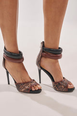 AZALEA WANG EREMIEL BLACK MIXED MATERIAL STIELTTO SANDAL