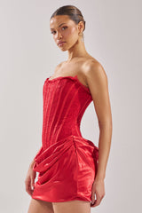 SPOIL ME LACE MINI DRESS IN RED