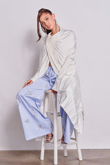 FARAH DRAPED PLEATED CAPE TOP IN WHITE