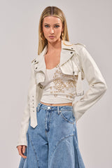 HARLEY LUXE ULTRA CROP MOTO IN WHITE