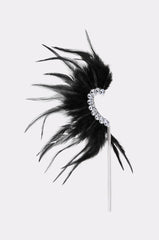 GLAM BIRD BLACK FEATHER EAR CUFF IN BLACK SILVER
