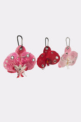 PIERCED ORCHID FLOWER KEYCHAIN SET
