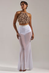 DANCING QUEEN MESH MAXI SKIRT IN WHITE
