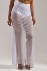 DANCING QUEEN MESH MAXI SKIRT IN WHITE