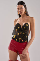 GILDED MESH HALTER TOP