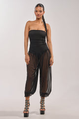 NO CHILL MESH JUMPSUIT IN BLACK