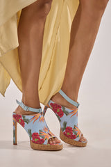 AZALEA WANG MAELIE MULTI FLORAL STILETTO SANDAL