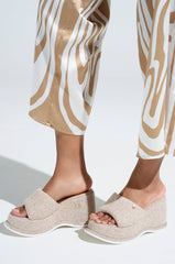 AZALEA WANG NATHALIA BEIGE NOVELTY FLATFORM SANDAL