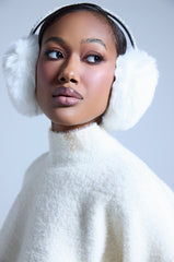 EXTRA RHINESTONE EAR MUFFS IN WHITE