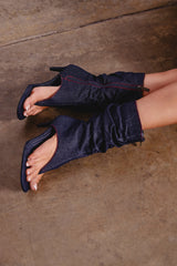 AZALEA WANG NIAMH DENIM GLADIATOR KITTEN HEEL SANDAL