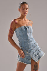 TOO MUCH TO LOVE DENIM ROMPER