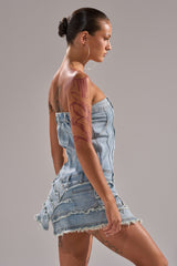 TOO MUCH TO LOVE DENIM ROMPER