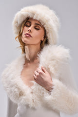 BABY IT'S COLD OUTSIDE FAUX FUR BUCKET HAT IN IVORY