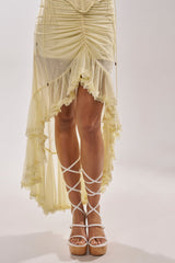 AZALEA WANG ONNI WHITE STRAPPY UPPER WOOD WEDGE