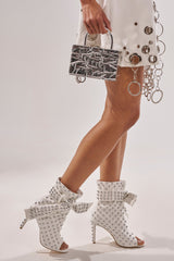 AZALEA WANG PRIS WHITE STUDDED OPEN TOE BOOTIE