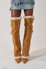 AZALEA WANG RACHANA TAN SHERPA STILETTO BOOT