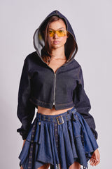 BEAM ME UP HOODED DENIM JACKET