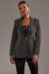 MORE CHAMPAGNE PLEASE BACKLESS RHINESTONE BLAZER