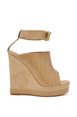 AZALEA WANG TANA NUDE MIXED MATERIAL WEDGE