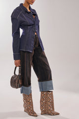 AZALEA WANG VINCI SNAKE PU PRINT WEDGE BOOTIE